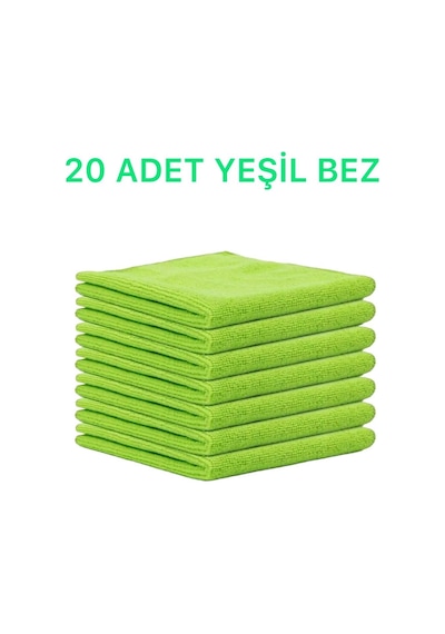 Mikrofiber Parlak Temizlik Bezi 20'li 40x40 Mutfak Yer Banyo Temizleme Bezi Havlu Bez Yesil Renk Çok Renkli