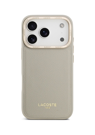 Apple Uyumlu iPhone 17 Pro Kılıf Lacoste Lisanslı M-safeli Champs Elysees Pu Deri Tasarımlı Kapak Gri Gri