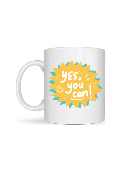 Northcity Yes You Can Motivasyon Kupası - İlham Verici Porselen Ofis Ve Hediye Kupası Sarı