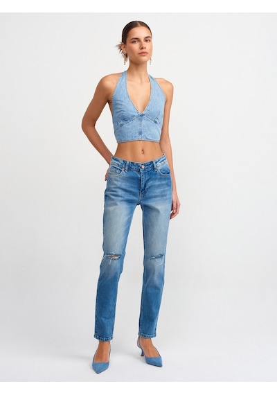 Dilvin Düşükbel Comfort Likra Denim Pantolon 101a71440 Koyu Mavi