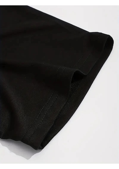 Barlashive Erkek Baskılı Tişört Kısa Kol Bisiklet Yaka Regular Fit Rahat Kalıp T-shirt - Siyah Çok Renkli