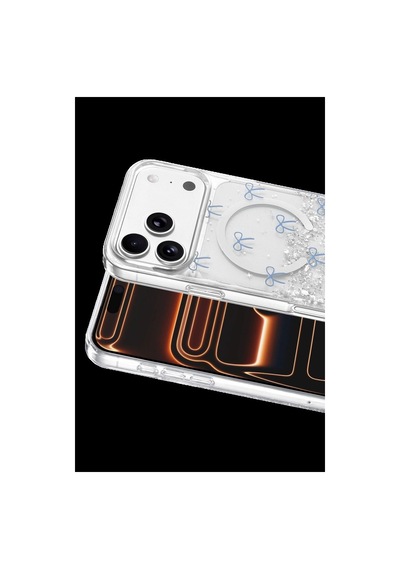 Onegif Apple İphone Uyumlu 17 Pro Misk Simli Magsafe Kapak - Desen 3 Çok Renkli