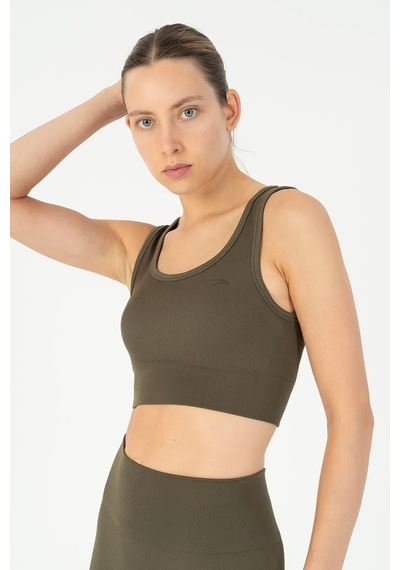 Maraton Slimfit Kadın Düz Yaka Haki- Bra Haki-