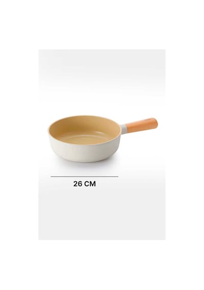 Fika Seramik Kaplama Wok Tava 26 Cm - Bej-7357 Şeffaf