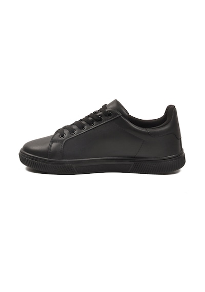 Ayk's Siyah Bağcıklı Hafif Cilt Erkek Sneaker Mota 600 M Siyah-siyah