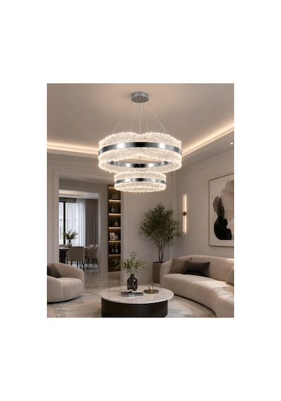 Ocean Model Krom 3 Renk Kumandalı Metal Salon Mutfak Oturma Yatak Odası Modern Led Avize Gri