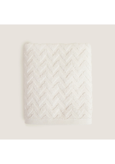 Chakra Zigzag %100 Pamuk Yüz Havlusu 50x80 Cm Beyaz