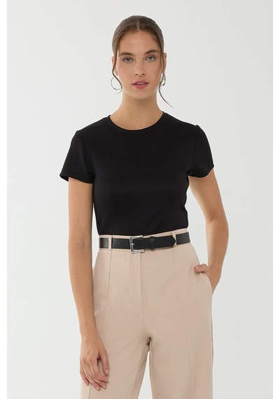 Hiccup Slim Fit Bisiklet Yaka Tişört Siyah