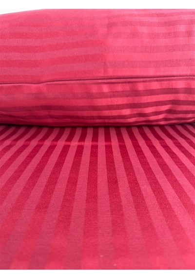 Çizgili Saten Bordo 2 Adet 50x70 Yastık Kılıfı Bordo