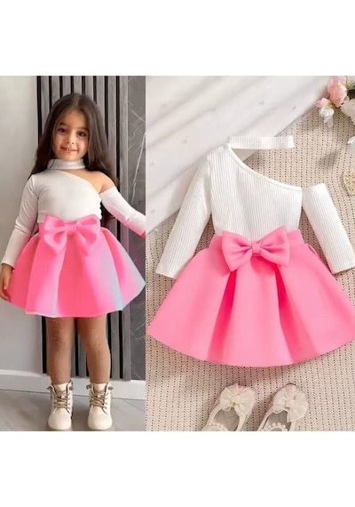 My Kids Wear Bayramlık Kız Çocuk Alt Üst Takım Beyaz - Pembe