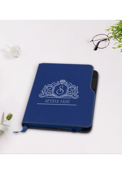 Kişiye Özel Isimli Lacivert Termo Deri Defter-13