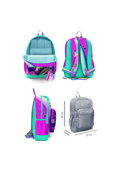 Coral High Kız Çocuk Üçlü İlkokul Okul Çanta Seti - Pembe Su Yeşili Unicorn