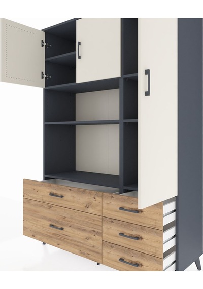 Hyperion Dolap 7 Raflı 5 Çekmeceli 3 Kapaklı 132x44x195 Antrasit-aytaşı/çam Aytası/atlas Çam Hyperion Dolap 7 Raflı 5 Çekmeceli 3 Kapaklı 132x44x195 Antrasit-aytaşı/çam Aytası/atlas Çam