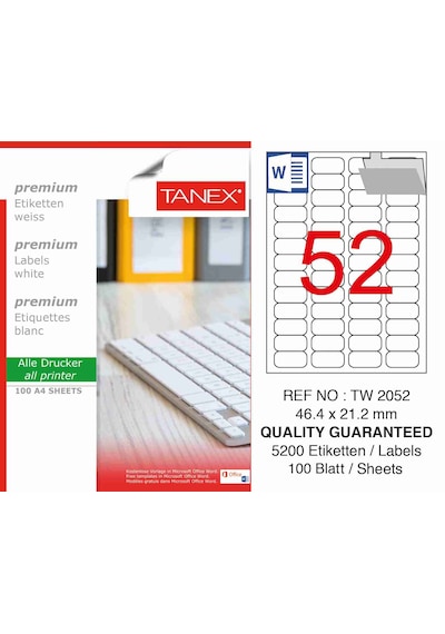 Tanex Tw-2052 46.4X21.2 MM Laser Etiket 100 Ad.