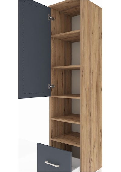 Hyperion Dolap 5 Raflı Tek Çekmeceli Tek Kapaklı 44x44x195 Çam-antrasit Atlas Çam