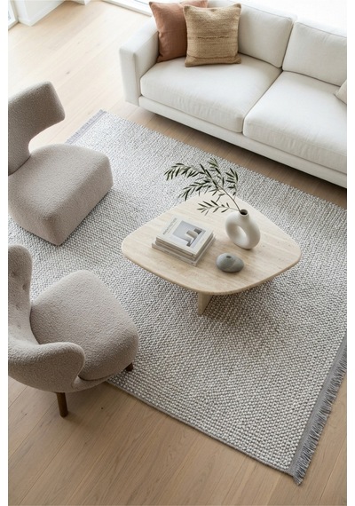 Leiva Home Gri Beyaz Bohem Bukle Dokulu Yumuşak Modern Saçaklı Salon Yatak Odası Mutfak Halısı