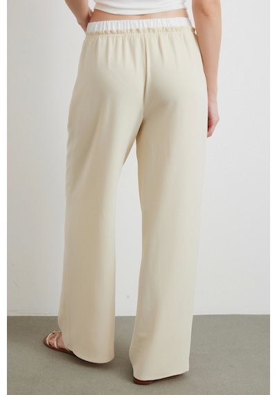 Never More Bel Bantlı Wide Leg Pantolon Krem Krem