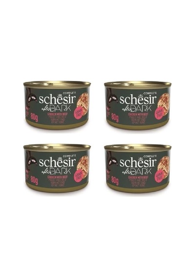 Schesir After Dark Parça Etli Tavuk Ve Sığır Etli Kedi Konserve 80 Gr. X 4 Adet