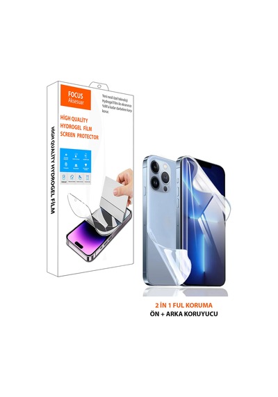 Apple Uyumlu iPhone 15 Plus Kırılmaz Cam 2in1 Özel Kesim Hydrogel Film