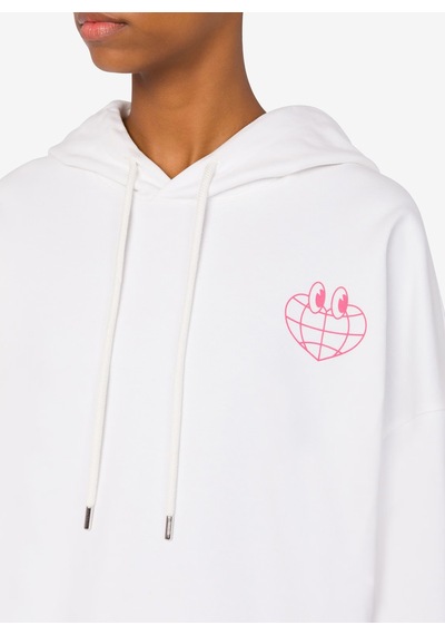 Moschino Jeans Beyaz Kadın Kapüşon Baskılı Sweatshirt A1701-2002