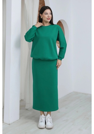 Lodmela Basic Comfort Şardonlu Etekli Takım 6073-yeşil Yeşil