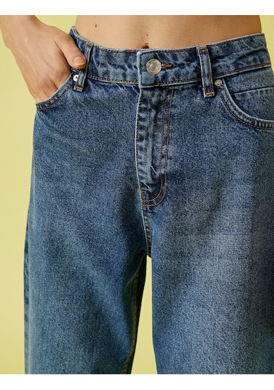Koton Mom Jean Normal Bel Dar Kesim Dar Paça Pantolon Orta İndigo 1yak47253md
