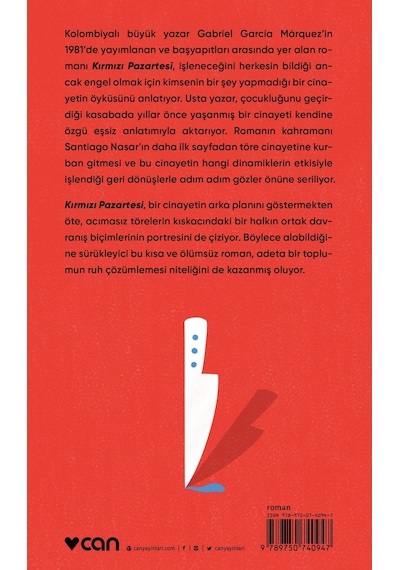 Kırmızı Pazartesi - Ciltli - Gabriel Garcia Marquez - Can Yayınları