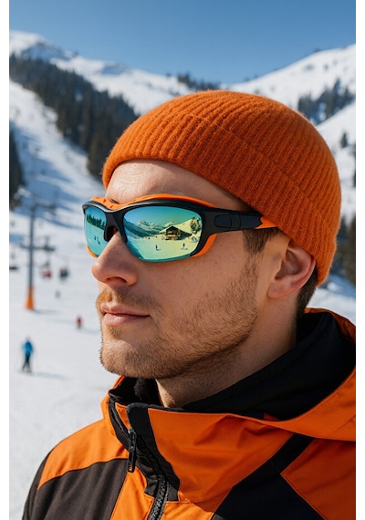 Esrada Kayak Gözlüğü Antifog Ventilli Uv Korumalı Güneş Kar Gözlük Turuncu Mavi Aynalı Cam Snowboard Sporu 05 Turuncu
