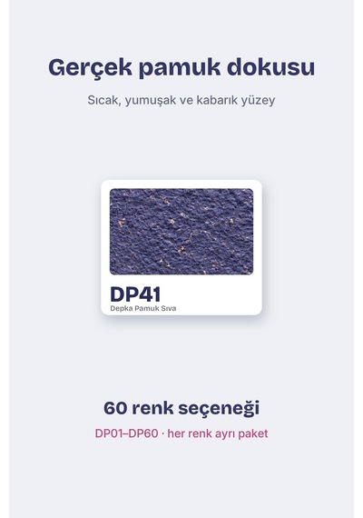 Depka Pamuk Sıva Dp41 2 Kg 7-8 M² İpek Sıva Alternatifi Isı Ve Ses Yalıtımlı Dekoratif Sıva
