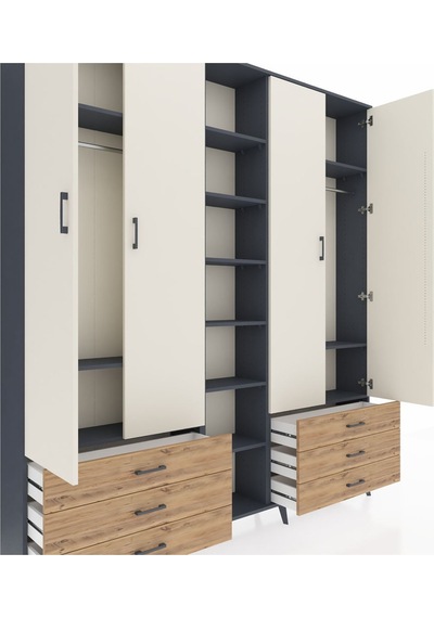 Arges Dolap 13 Raflı 6 Çekmeceli 2 Askılı 220x30x243 Antrasit-aytaşı/çam Aytası/atlas Çam Arges Dolap 13 Raflı 6 Çekmeceli 2 Askılı 220x30x243 Antrasit-aytaşı/çam Aytası/atlas Çam