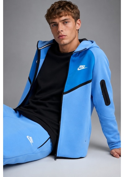 Nike Tech Fleece Mix Wr Full Zip Hoodie Kapüşonlu Unisex Sweatshirt Mavi