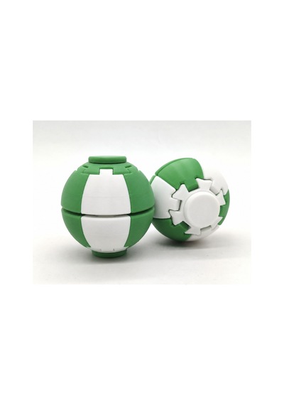 Alvera Press Küresi 3d Baskı Dönüşen Mekanik Fidget Stres Oyuncağı-beyaz-yeşil
