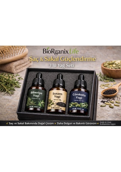 Life Saç Ve Sakal Bakım Seti Gür Görünüm & Yoğun Bakım 3 Lü Doğal Yağ 20 Ml