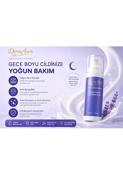 Dermaura Yaşlanma Karşıtı Gece Bakım Kremi Kolajen & Hyaluronik Asit 50 Ml