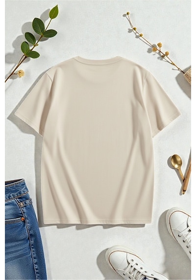 Uyguntarz Adventures Baskılı Tasarım Tshirt Bej