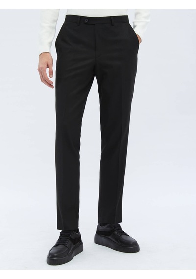 Kip Siyah Düz Dokuma Fitted Fit Klasik Pantolon 687357 Siyah