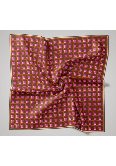 Silk Home Twill İpek Eşarp 11474 - 90 X 90 / Acı Kahve, Pembe, Turuncu - 52 Acı Kahve, Pembe, Turuncu - 52