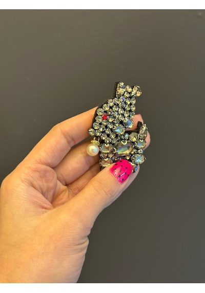Zirkon Taşlı Köpek Arma Dikiş Aksesuarı 6x4 Cm