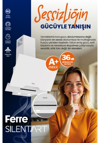 Flowart Turbolu Silenart QBL62CB - BL136 - D064SA Beyaz Cam Ankastre Set