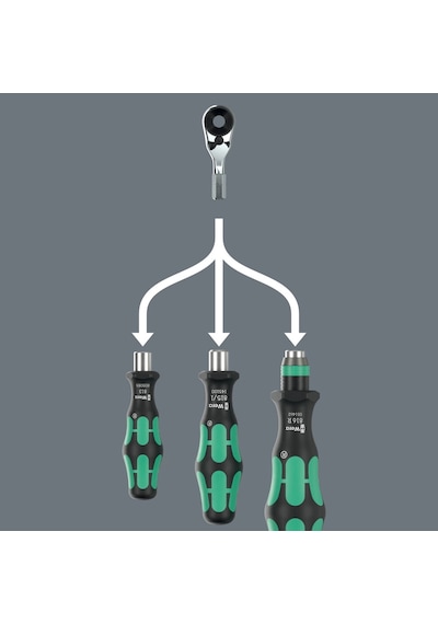 Wera 8011 Zyklop Mini 4 Bits Tutuculu Cırcır, 1/4", 1/4" X 50 Mm