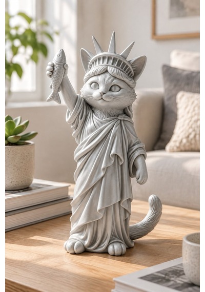 Özgürlüğün Kedisi Figürlü Dekoratif Biblo - Büyük Boy - 22cm 58328566