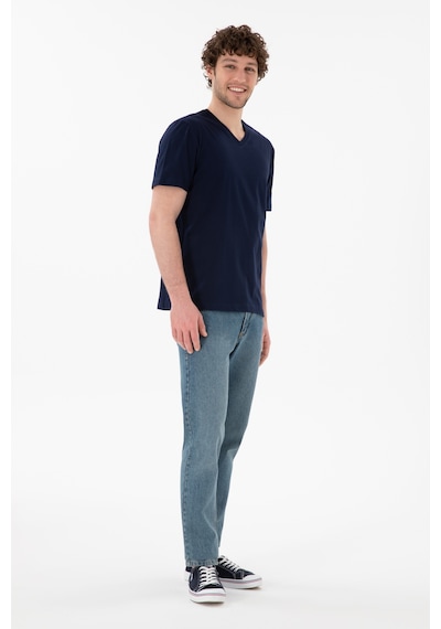 U.S. Polo Assn. Erkek Regular Fit  V Yaka Lacivert Basic Tişört 50305858-VR033