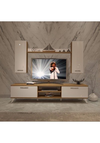 Decoraktiv Eko 5d Mdf Dvd Retro Tv Ünitesi Tv Sehpası Pera - Beyaz