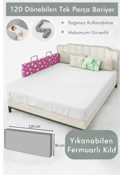 Miralay Yeni Nesil Yatak Bariyeri 120 CM Pembe Yıldız