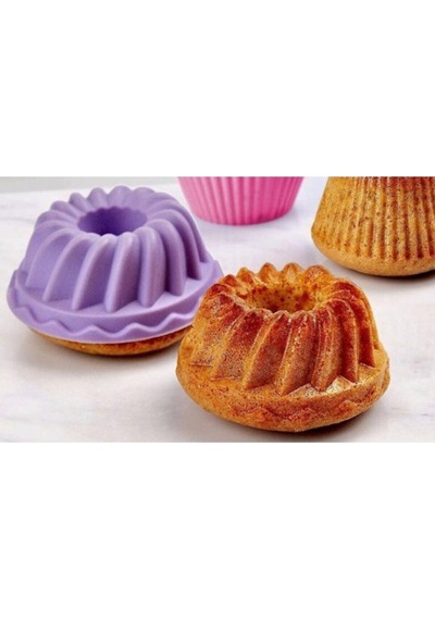 Silikon Mini Muffin Kek Kalıbı Silikon Mor Diğer