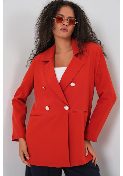 Bigdart Kadın Kruvaze Yaka Blazer Ceket 0722 - Kiremit