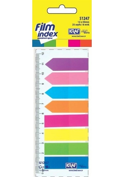 Kraf Şeffaf Film İndex Pp 8 Renk X 25 Yaprak 12x45 MM 51247