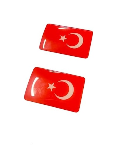 2'li 3d Türk Bayrağı Sticker Seti Abanoz