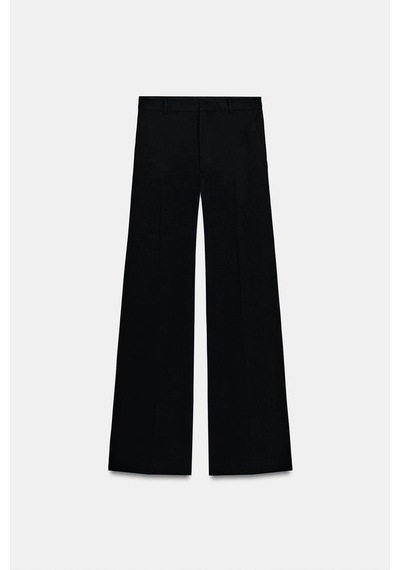 Açelyaokcu Premium Vento Orta Bel Wide Leg Dokuma Pantolon Siyah