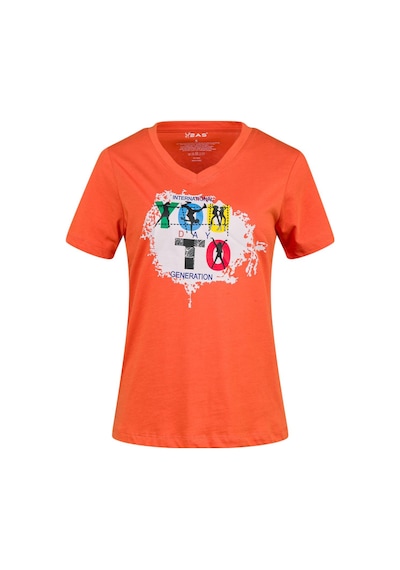 2as Alone Baskılı V Yaka Kadın T-shirt 403 Turuncu